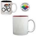 11 Oz. Gloss Two-Tone C Handle Mug - White/ Maroon Red (Screen Printed)